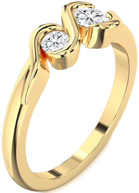 Lab Diamond Gold Round Two Stone Ring