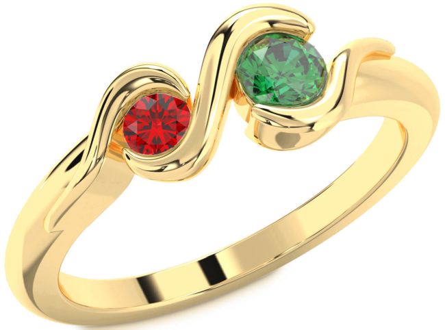 Gold Round Two Stone Promise Ring