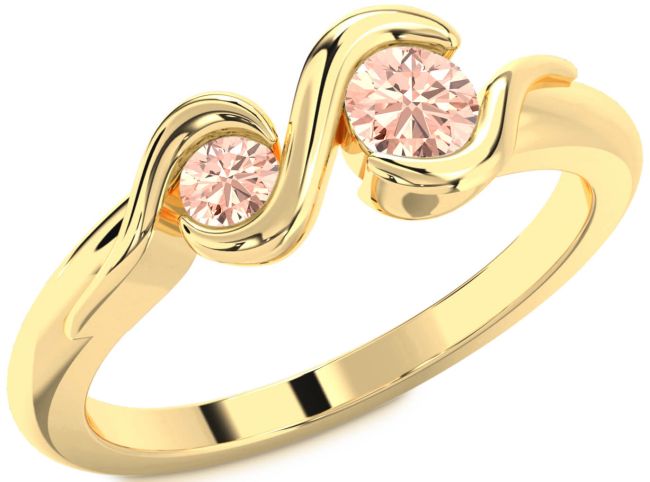 Morganite Gold Round Two Stone Ring