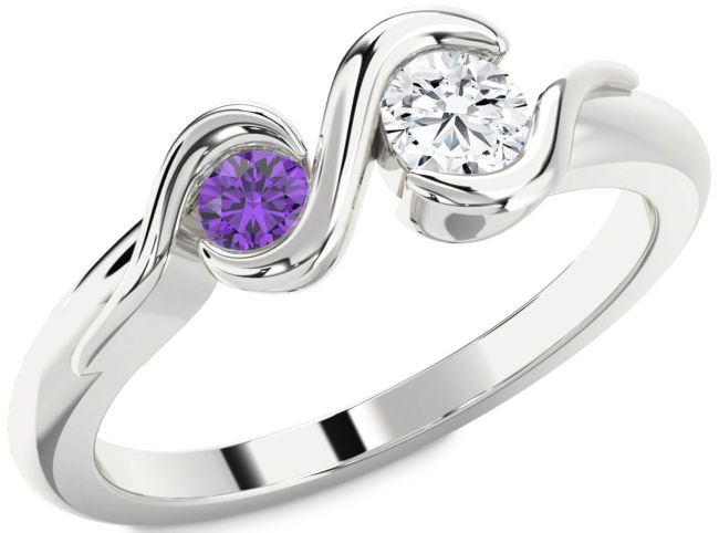 Silver Round Two Stone Promise Ring