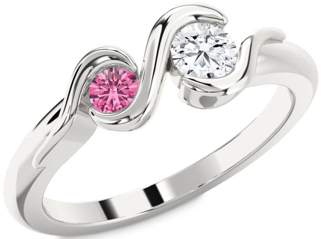 Silver Round Two Stone Promise Ring
