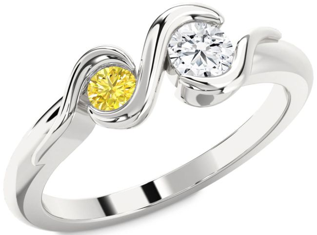 Silver Round Two Stone Promise Ring