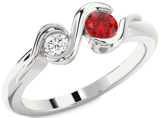 Silver Round Two Stone Promise Ring