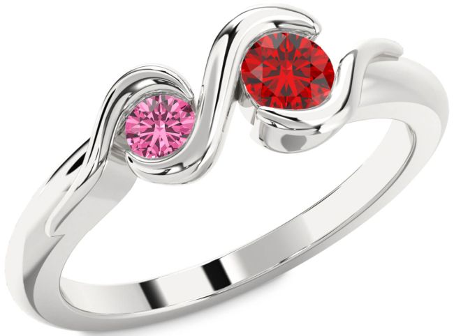 Silver Round Two Stone Promise Ring