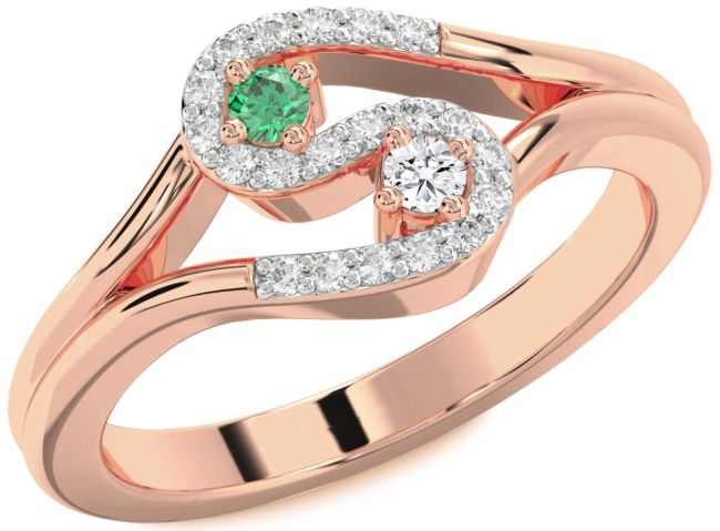 Diamond Rose Gold Round Two Stone Promise Ring