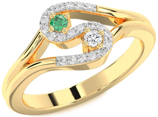 Diamond Gold Silver Round Two Stone Promise Ring