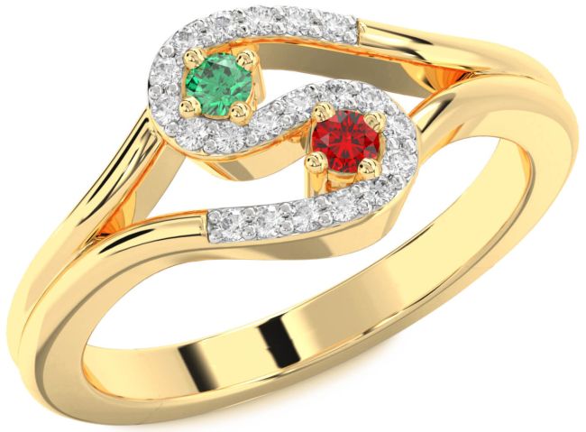Diamond Gold Round Two Stone Promise Ring