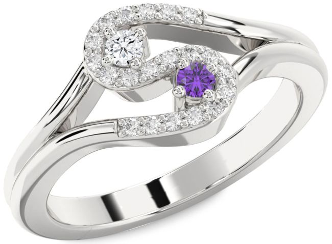 Diamond Silver Round Two Stone Promise Ring