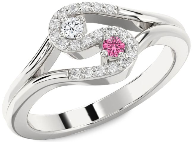 Diamond Silver Round Two Stone Promise Ring