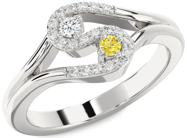 Diamond Silver Round Two Stone Promise Ring