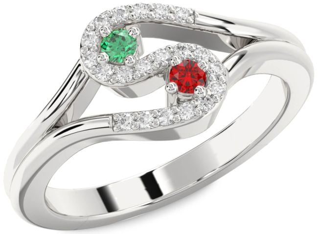 Diamond Silver Round Two Stone Promise Ring