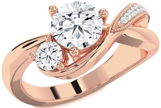 Diamond Rose Gold Round Two Stone Ring