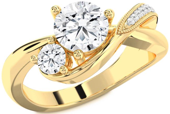 Diamond Gold Round Two Stone Ring