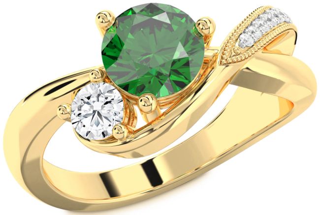 Diamond Gold Round Two Stone Promise Ring