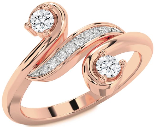 Diamond Rose Gold Round Two Stone Ring