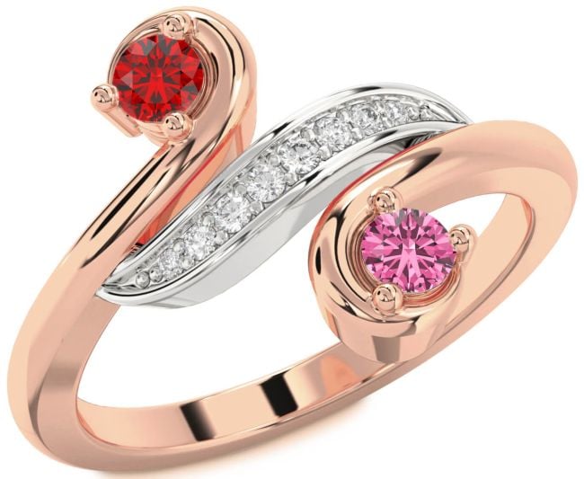 Diamond White Rose Gold Round Two Stone Promise Ring