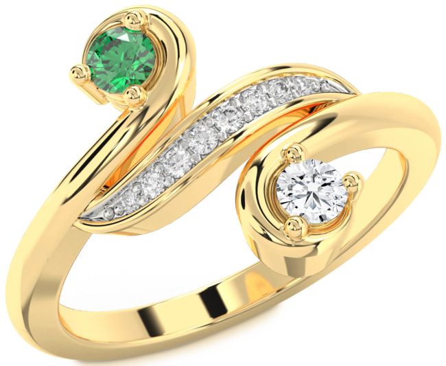Diamond Gold Silver Round Two Stone Promise Ring