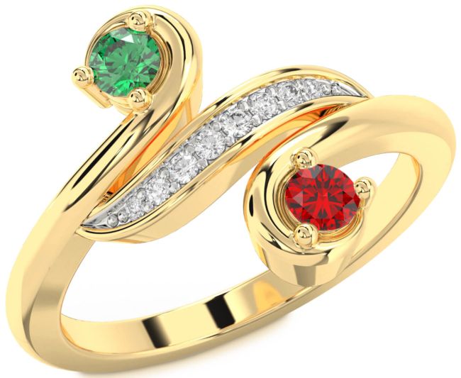 Diamond Gold Round Two Stone Promise Ring