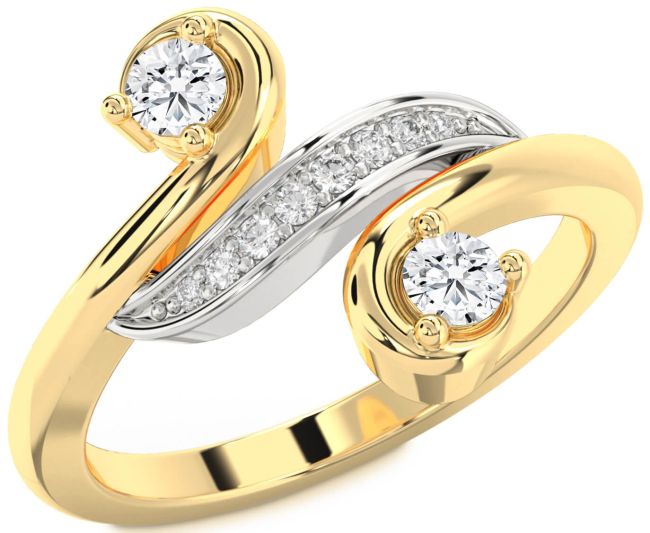 Diamond Platinum & Yellow Gold Round Two Stone Ring