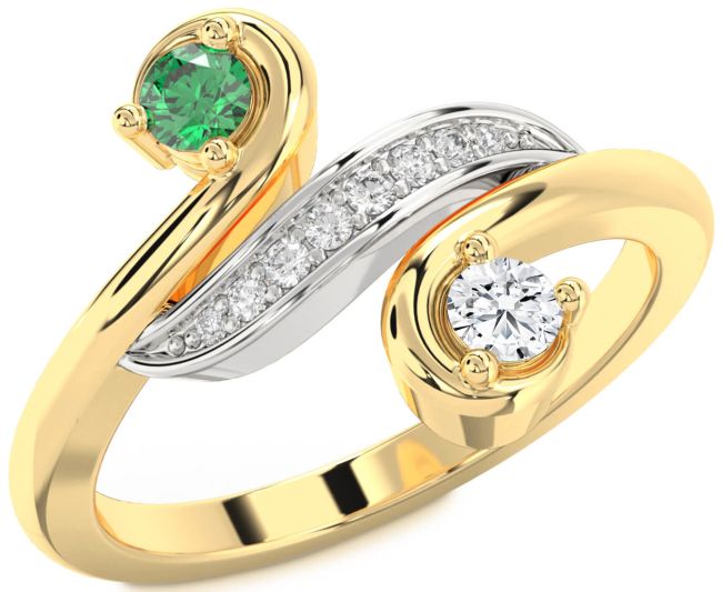 Diamond Gold Silver Round Two Stone Promise Ring