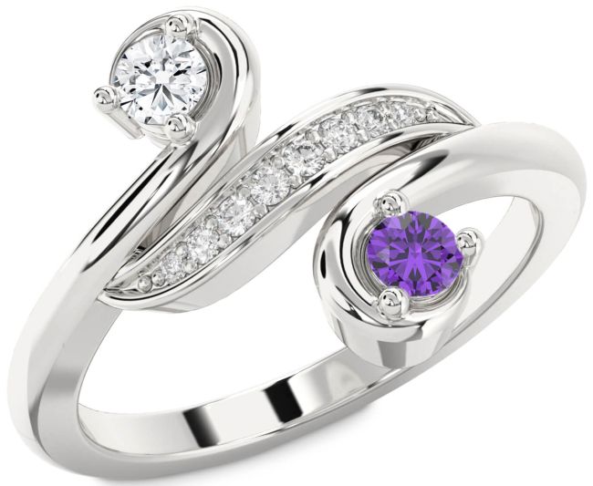 Diamond Silver Round Two Stone Promise Ring