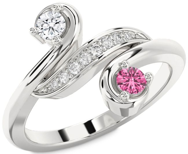 Diamond Silver Round Two Stone Promise Ring