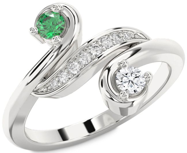 Diamond Silver Round Two Stone Promise Ring