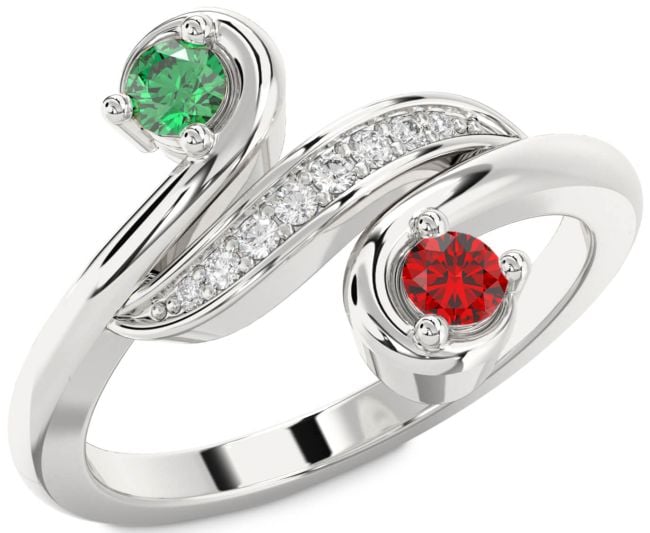 Diamond Silver Round Two Stone Promise Ring