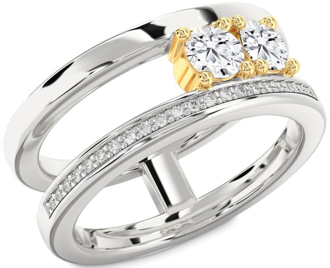 Diamond Platinum & Yellow Gold Round Two Stone Ring