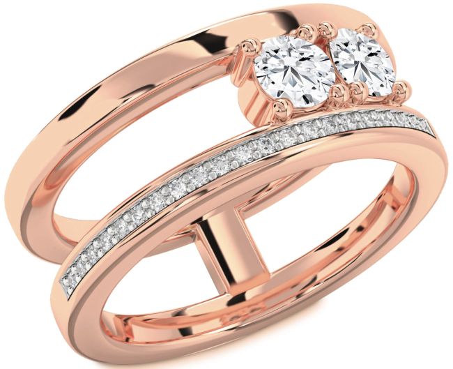 Diamond Rose Gold Round Two Stone Ring