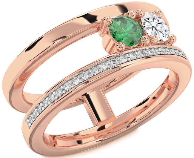 Diamond Rose Gold Round Two Stone Promise Ring