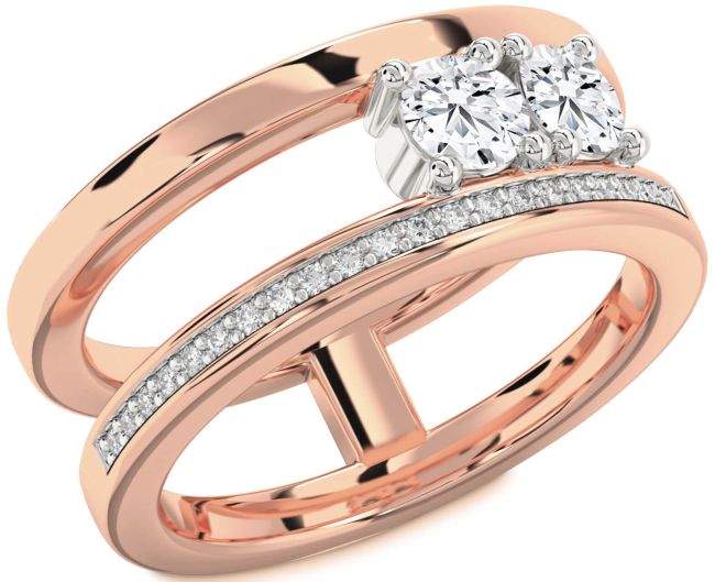 Diamond White Rose Gold Round Two Stone Ring
