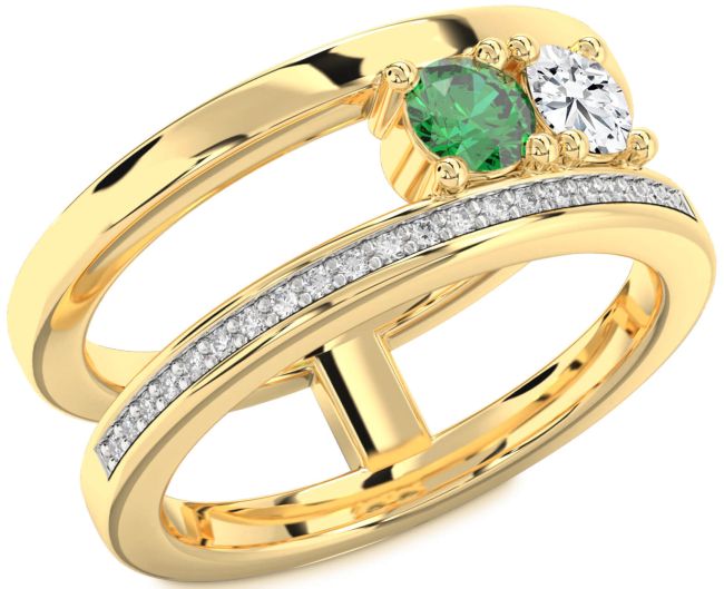 Diamond Gold Silver Round Two Stone Promise Ring
