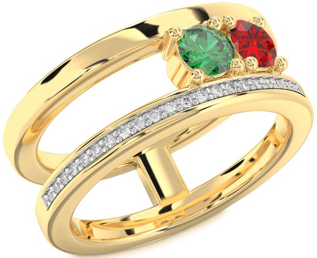 Diamond Gold Round Two Stone Promise Ring