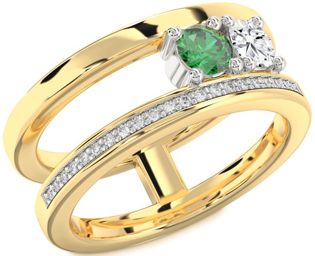 Diamond Gold Silver Round Two Stone Promise Ring