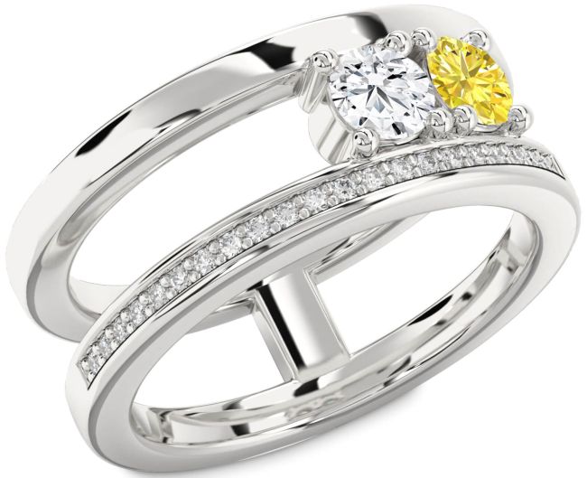 Diamond Silver Round Two Stone Promise Ring