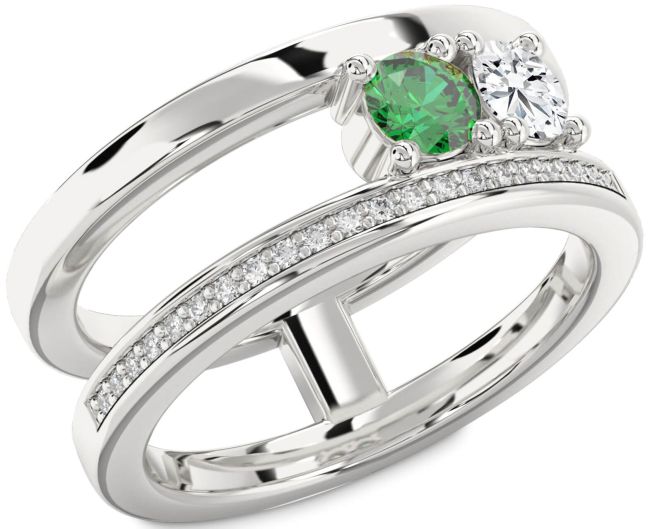 Diamond Silver Round Two Stone Promise Ring