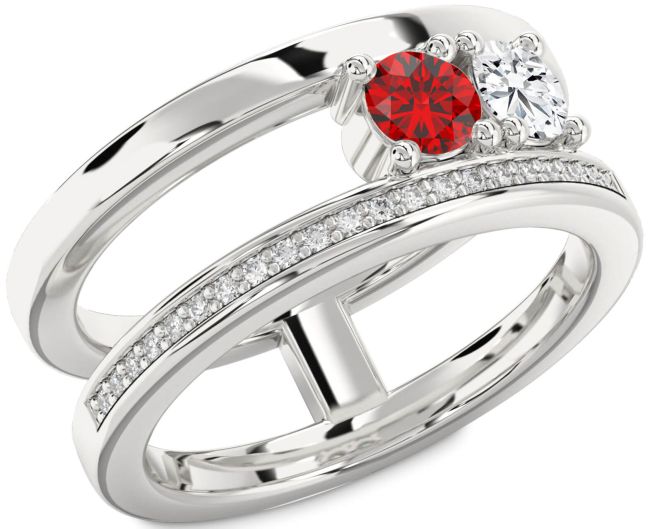 Diamond Silver Round Two Stone Promise Ring