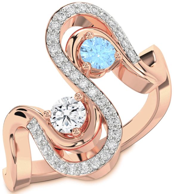 Diamond Rose Gold Round Two Stone Promise Ring