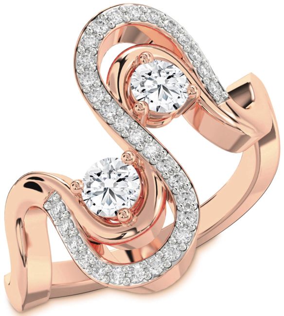 Diamond Rose Gold Round Two Stone Ring