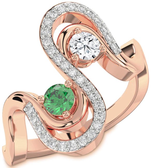 Diamond Rose Gold Round Two Stone Promise Ring