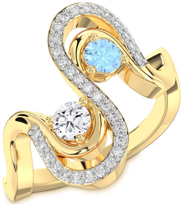Diamond Gold Silver Round Two Stone Promise Ring