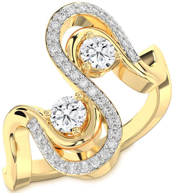 Diamond Gold Round Two Stone Ring