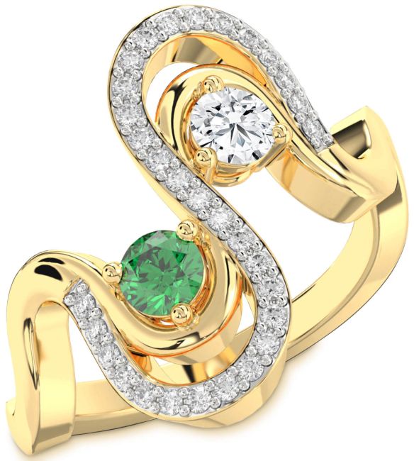 Diamond Gold Silver Round Two Stone Promise Ring