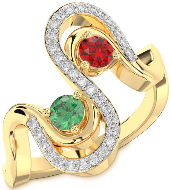 Diamond Gold Round Two Stone Promise Ring