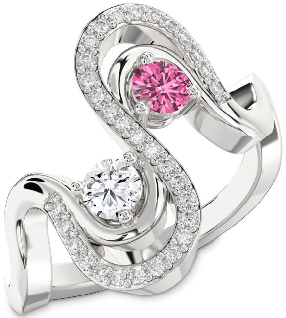 Diamond Silver Round Two Stone Promise Ring