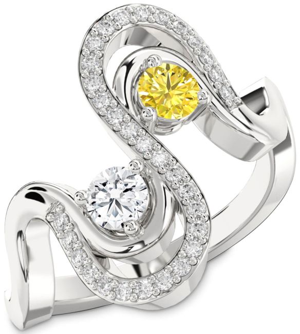 Diamond Silver Round Two Stone Promise Ring