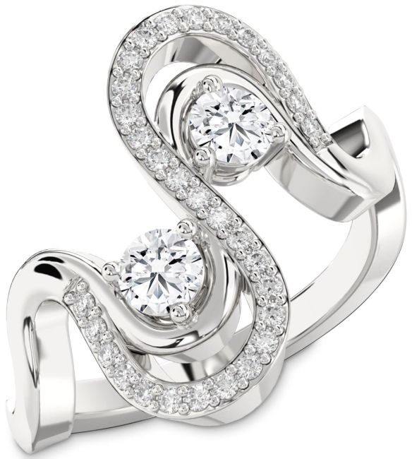 Diamond Platinum Round Two Stone Ring