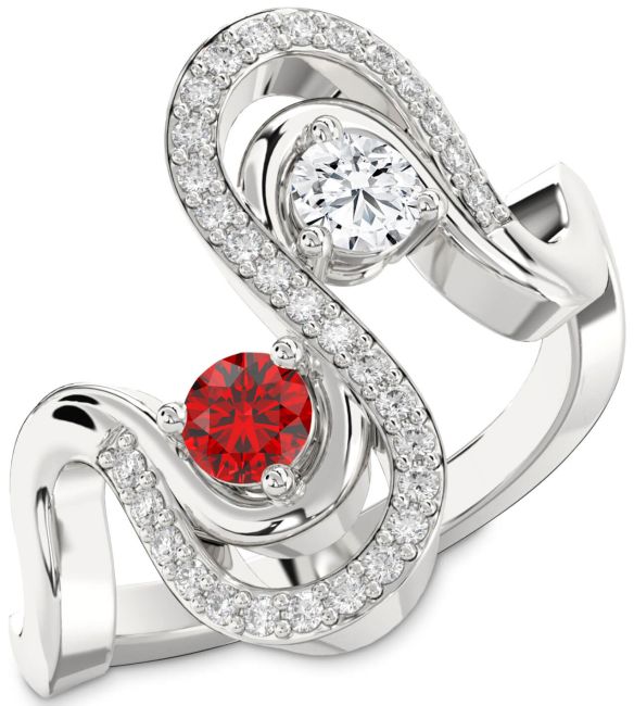 Diamond Silver Round Two Stone Promise Ring