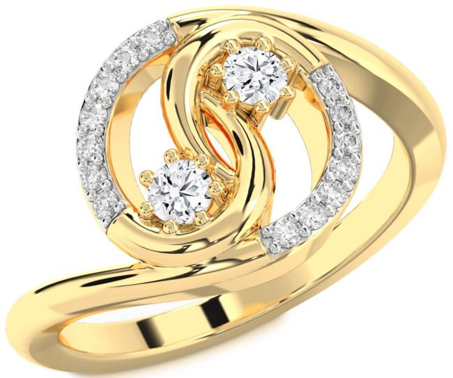 Diamond Gold Round Two Stone Ring